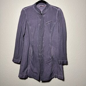 Soft Surroundings Jacket Women Size PM Military Utility Acid Wash Purple